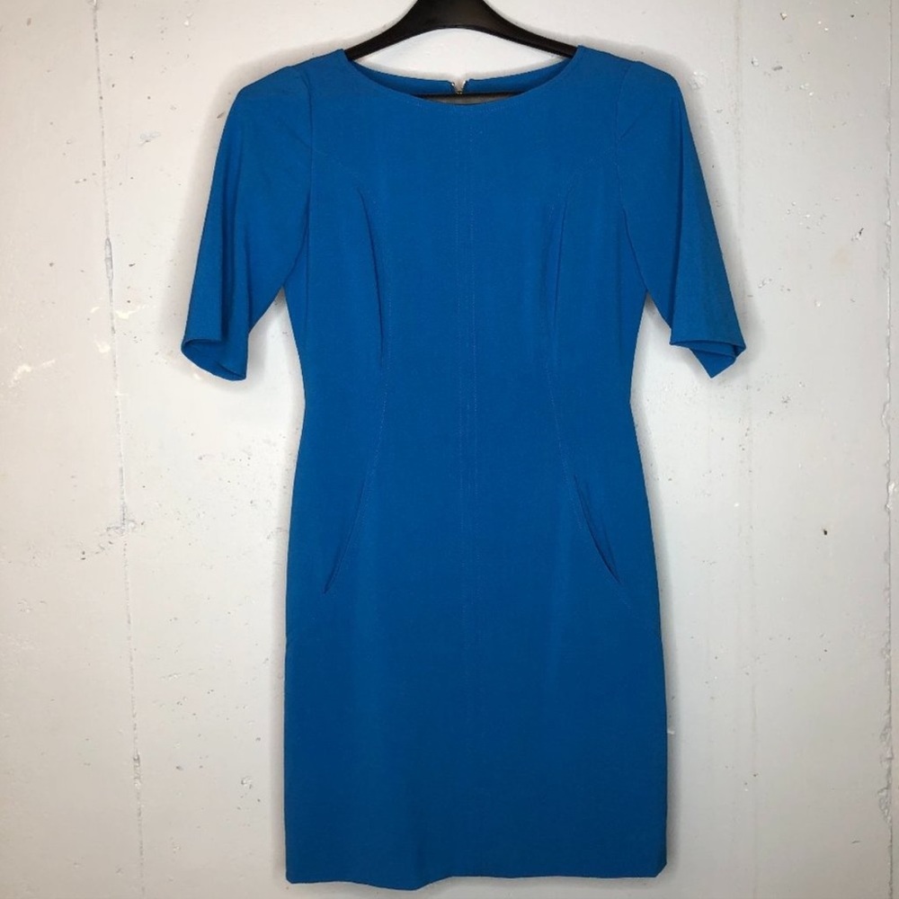 Tahari Arthur S. Levine Blue Midi Dress Size 4